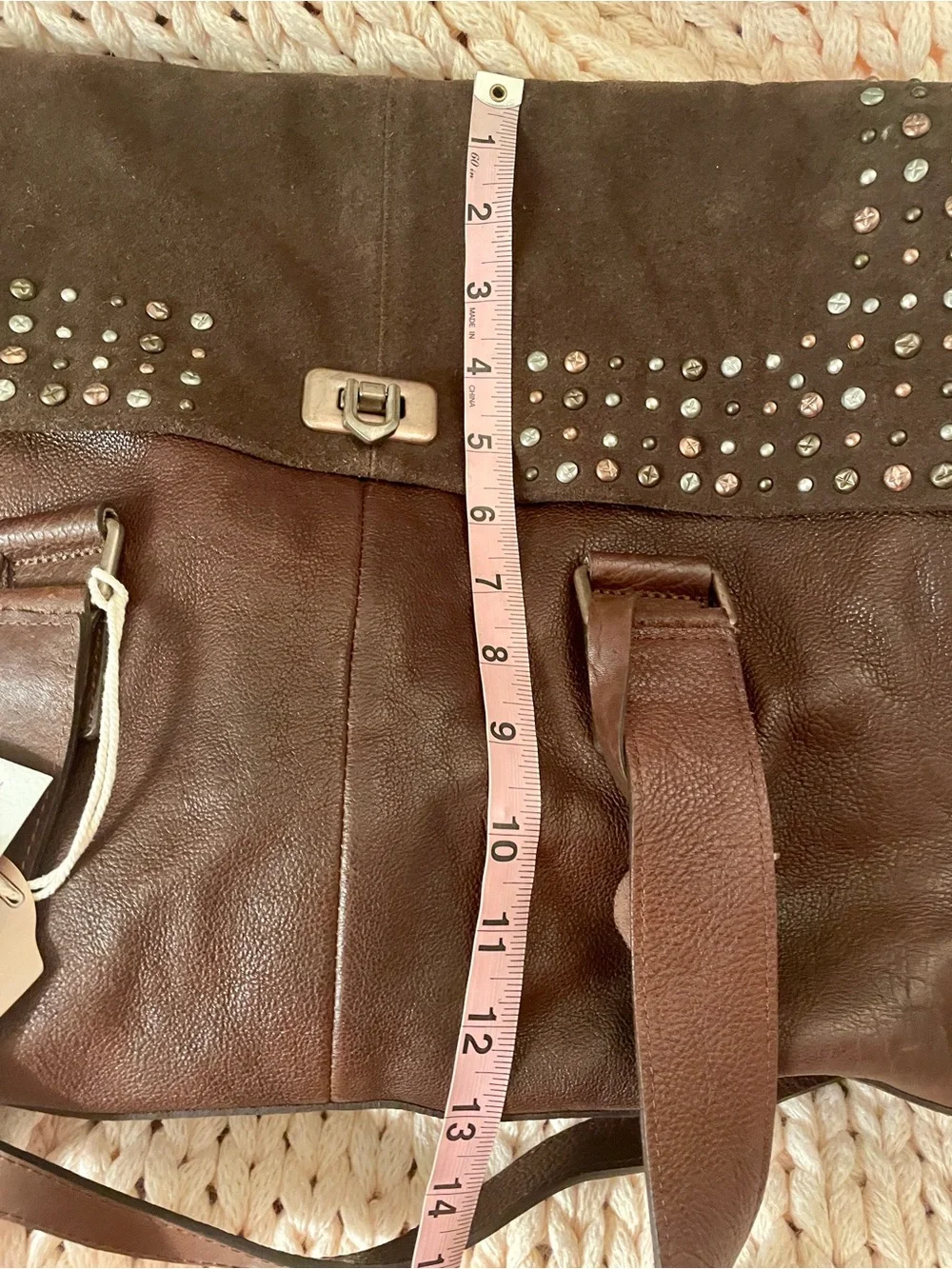 We The Free Shay Stud Tote. Genuine Leather and Suede. Like New!